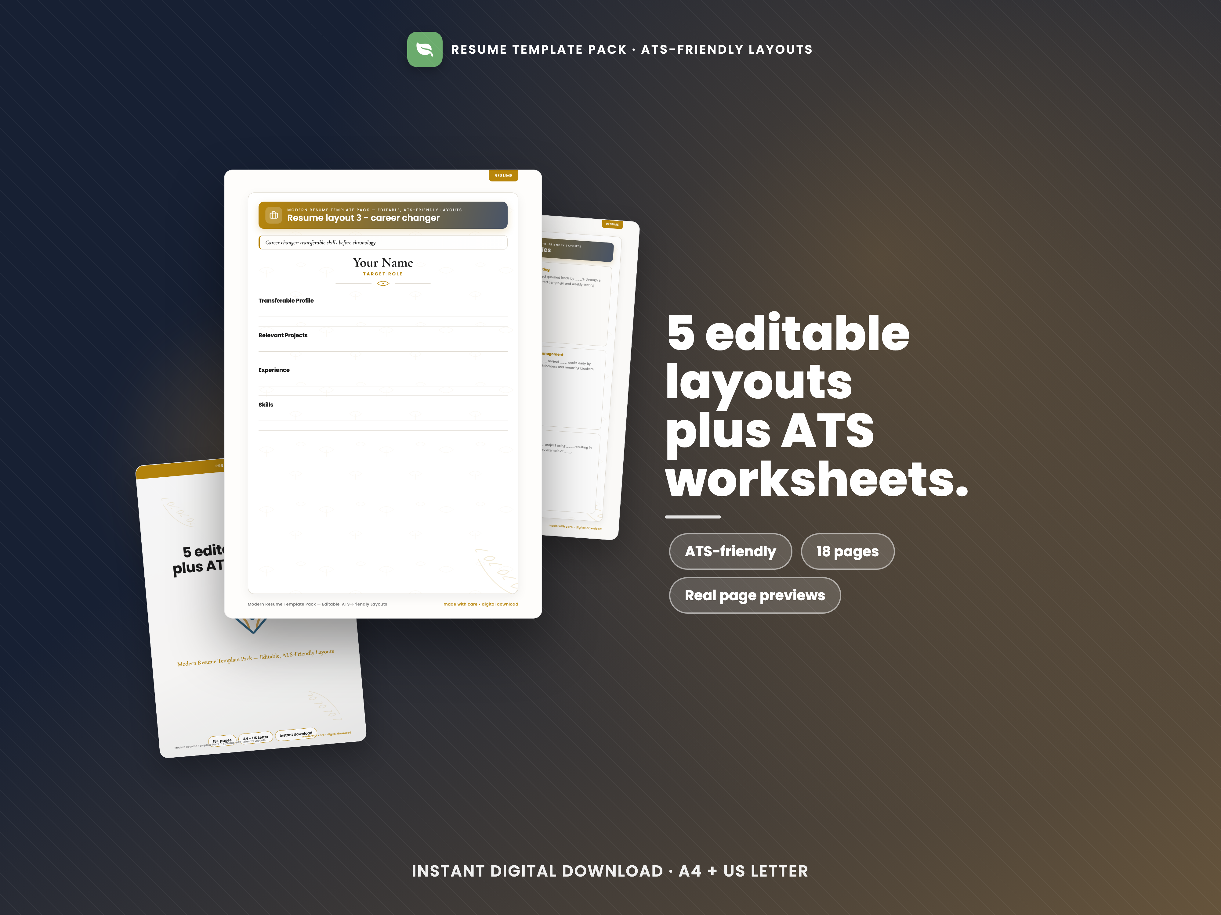 ATS resume template pack cover