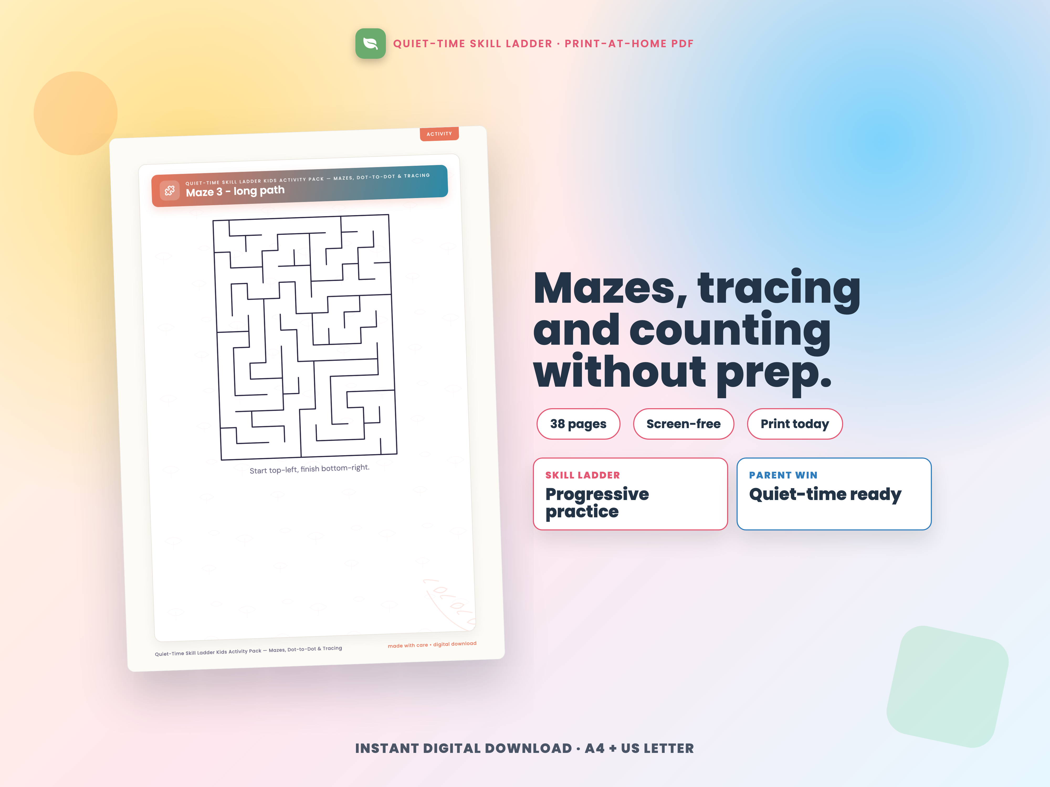 Quiet-Time Skill Ladder activity pack cover